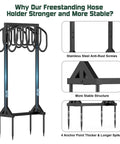 Heavy Duty Garden Hose Holder For Two 151 Foot Hoses With Stable Freestanding Base Rustproof Metal Hose Stand For Outdoor
