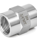 2 Pack 3/4 Inch 304 Stainless Steel Pipe Fittings Coupling Forged Female NPT To Female NPT For Plumbing And Industrial Use High Strength Corrosion Resistant Easy Install.