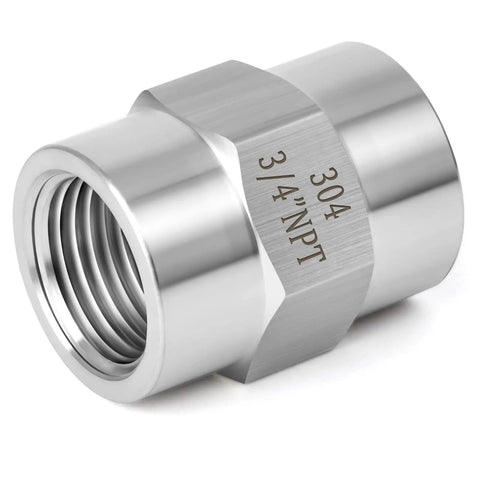 2 Pack 3/4 Inch 304 Stainless Steel Pipe Fittings Coupling Forged Female NPT To Female NPT For Plumbing And Industrial Use High Strength Corrosion Resistant Easy Install.