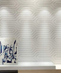 Geometric 3D PVC Wall Panels Matte White pack used in a modern accent wall
