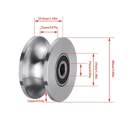 Beefy Sliding Gate Rollers Stainless Steel U Groove For Barn Doors Heavy Duty Cable Pulley Block With Bearing U Shaped Rail Wheels Quiet Smooth Operation Plate Caster With Bearing 2 Pack, 68mm wheel