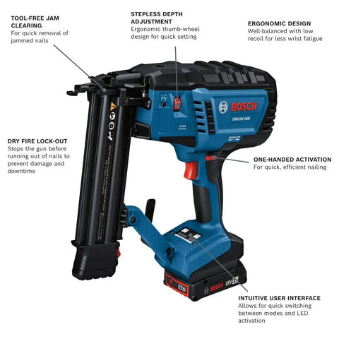 18V Brushless Cordless Brad Nailer Kit With 2Ah Battery And Fast Charger Featuring True One Handed Trigger Bump Fire Mode And Hassle Free Depth Dial For Smooth Sail Trim Jobs