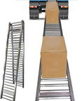 Light Duty Unpowered Roller Conveyor 40cm X 120cm with Galvanized Steel Rollers 2.5cm Durable Sliding System for Easy Unload and Smooth Material Handling Silver Finish loaded with cartons