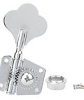 Silver Steel Bass Tuner Knob Kit with Bronze Gear Core and Chrome Plated Finish, Round Cover, and Screws for Electric Bass