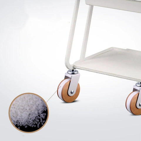 Heavy Duty Casters 4 Pieces M8 Threaded Heavy Duty Silent Replacements on a shelf cart showcasing wooden wheels.