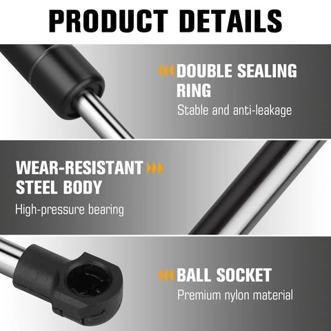 Front Hood Lift Support Struts Gas Springs 6452 features for Avalon 2005-2012: double sealing ring, steel body, ball socket.