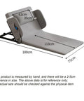 Top Tier Electric Lifting Backrest With Remote Control For Powerful Recline Support, dimensions 180cm x 75cm, gray fabric.