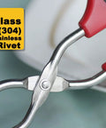 Stainless Steel Scissor Tongs Set With 10 Inch And 12 Inch Tongs, 2 Piece Kitchen Tool For Pro Grade Cooking, Grilling, Food Prep, And Serving, Heavy Duty 304 Stainless Steel, Dishwasher Safe, Rust Resistant, close-up of red handle rivet