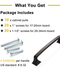 10 Pack 3 Inch Oil Rubbed Bronze Drawer Pulls Brushed Bronze Cabinet Handles package contents with screws