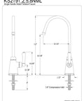 Technical drawing of Magellan Cold Water Filtration Faucet in Polished Brass, 12 in spout height, and 5.25 in spout reach.