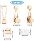 Front view: six PandaHall gold-tone turn-lock clasps for purses, 2.1-inch alloy triangle flip locks with shims