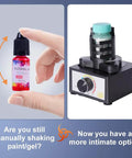 Person holding a paint bottle beside Dope Compact Mini Vortex Mixer For DIY Model Painting And Shaker Projects, hands-free operation.