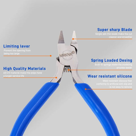 Close-up of precision nipper in 6 Piece Model Tools Kit With 4.3 Inch Precision Nipper And Craft Knife, Tweezers, Sanding Boards