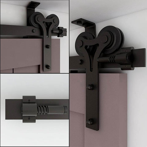 5 Feet Ceiling Mount Sliding Barn Door Hardware Kit For A 30 Inch Wide Single Wooden Door Easy To Install Smooth Quiet Operation
