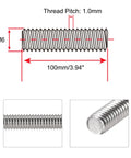 Premium Grade Precision Cut M6 X 100mm Fully Threaded Studs With Nuts, Kickass 304 Stainless Steel threaded rod detail view.