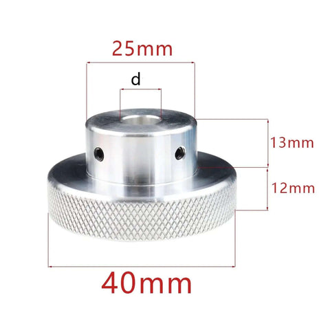 Aluminum Alloy Hand Wheel Knob 40mm Black Anodized with Embossed Grip Round Valve Light Hole with Dimensions for Machinery