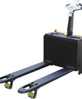 Heavy Duty Electric Pallet Truck With 25X48 Inch Forks 3300 Lb Capacity featuring adjustable throttle and belly switch.