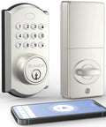 Keyless Entry Smart Lock With Bluetooth App Control And Keypad, Digital Deadbolt For Front Door, Waterproof, includes phone app