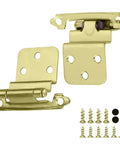 Brass 3/8 Inch Inset Cabinet Hinges Set Of 20 Pairs, 40 Hinges, Brushed Gold Finish, Self-Closing with matching screws shown
