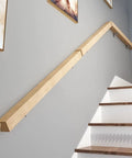 Quality Natural Wood Staircase Handrail Featuring Hella Secure Non Slip Grip Heavy Duty Wall Mount Railing Built For Indoor Outdoor Deck And Garden Quick Diy Install Kit on staircase wall.