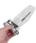 Heavy Duty Stainless Steel Truck Side Door Hinge 8x3.8x1 Inch For Trailers And Refrigerated Trucks With Smooth Operation All Weather Reliability Marine Grade Durability For Long Haul Use, shown in hand