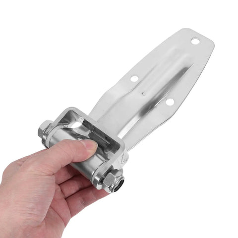 Stainless Steel Box Truck Door Hinge With Smooth Operation And Maximum Durability Heavy Duty Rear Side Door Hinge For Long Haul Trucks And Marine Applications, stainless steel hinge held in hand