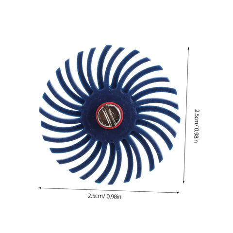 Durable 3Mm Shank Radial Bristle Polishing Wheel For Drill Grinder And Rotary Tool, 2.5cm diameter, spiral flap design, blue material.