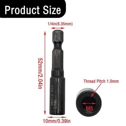 Two Pack Double Ended Hanger Bolt Drivers With One Quarter Inch Square Drive And M Six Female Threads Forged From Chrome Vanadium Steel, 52mm size.