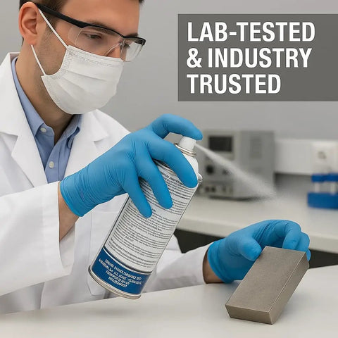 Scientist using High Temp Boron Nitride Spray For Rugged Heat, Aerosol Lubricant And Dry Film Coating in lab