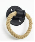 Rustic Metal Hemp Rope Barn Door Pull Handles set of 2 for indoor outdoor use farmhouse style cast iron grab bar pulls