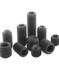Close-up of 400 Pcs Hex Socket Cup Point Set Screws Assortment Kit Carbon Steel Black Finish DIN 916 M3 M4 M5 M6 M8