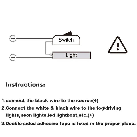 Rocker Switch With Pre Applied Adhesive For 12V DC Cars No Drill Install Quick Stick Mount Easy On Off Control For Fog Lights LED Light Bars And Auxiliary Lighting Water Drop Shaped Button Includes 50cm Wiring 1 Piece wiring diagram