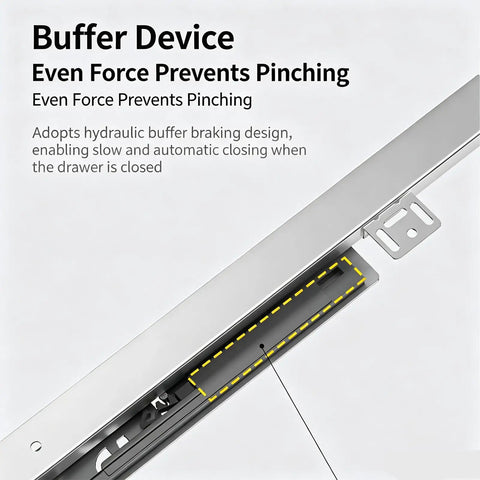 Undermount Drawer Slides 3 Fold Push To Open Soft Close Drawer Runners 24 Inch Heavy Duty Steel With smooth glide buffer device