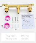 R3500-WL Rough-In Valve For 2-Handle Wall-Mount Bathroom Faucets Replacement Durable Brass Construction valve set, Teflon tape, screws, and instructions