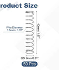 50 Pcs 304 Stainless Steel Compression Springs 0.6mm Wire Diameter 8mm Outer Diameter 40mm Free Length Tiny Pen Springs