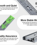 Heavy Duty 14 Inch Soft Close Drawer Slides With Full Extension Ball Bearing Side Mount, 150 Lb Load Capacity, Built To Last For RV Tool Boxes And Kitchen Cabinets, Self Closing Glide Rails close-up shot showing design details and materials
