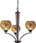 North Bay 3 Light Chandelier In Metallic Bronze With Mirror Mosaic Elliptic Ball Glass, 23 By 23.5 Inches, side view