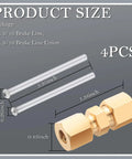 3/16 Inch Brake Line Fitting Kit With Bubble Flare And Double Flare Ends, Includes Four Brass Union Connectors, Universal Car Brake Line Repair Kit For Quick, DIY Vehicle Brake Line Fix. 4 pcs with brass unions and 3/16 tubes