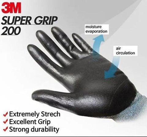 Nitrile Work Gloves With Foam Coating And Smart Touch For Phone Use, close-up of black palm showing features for grip.
