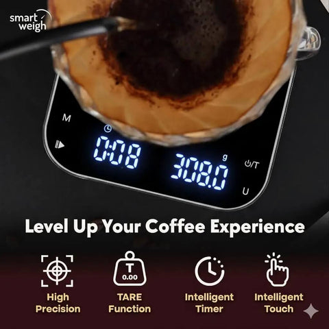 Precision Coffee Scale With Timer For Espresso And Pour Over, Digital Kitchen Scale With LED Display, Rechargeable USB C, 3kg Capacity