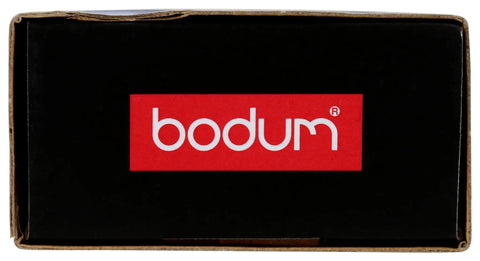 Black box with Bodum logo in red on the front