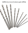 10 drill bits for Compact Portable Hand Drill With Keyless Chuck And 10 Drill Bits 0.6-6mm Capacity Aluminum Alloy Body