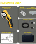 Cordless Electric Scissors Go To Box Cutter For Cardboard And More, 4V Rechargeable Box Cutter with USB, blades, case, yellow