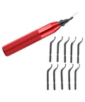 Red RB3000 metal deburring tool with storage-handle design and ten BK3010 HSS blades