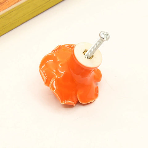 Ceramic Rose Cabinet Knobs 6 Pack Orange Vintage Drawer Pulls with screw for Dresser Wardrobe Kitchen Cupboard installation