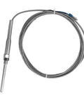 PT100 Temperature Sensor Probe In Stainless Steel, Industrial Thermocouple For Temperature Control And Monitoring, 58 To 752 Fahrenheit Range, Plug-And-Play Install And Durable For Equipment Testing, braided cable view