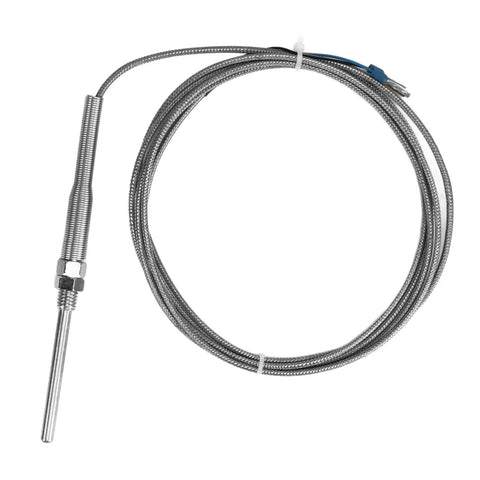 PT100 Temperature Sensor Probe In Stainless Steel, Industrial Thermocouple For Temperature Control And Monitoring, 58 To 752 Fahrenheit Range, Plug-And-Play Install And Durable For Equipment Testing, braided cable view