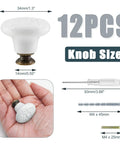 12 Pack White Ceramic Kitchen Cabinet Knobs With Two Screw Sizes And Includes Mini Screwdriver For Easy Install, 34mm Diameter And 30mm Height, Modern Durable Hardware For Cabinets And Drawers, shown with screws
