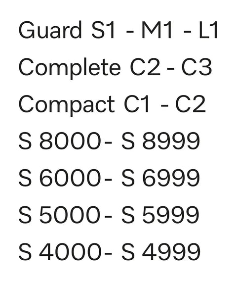 List of compatible vacuum models for Genuine HEPA AirClean Filter SF HA 50 For Guard M1 L1 Complete C2 C3 And Compact C1 C2