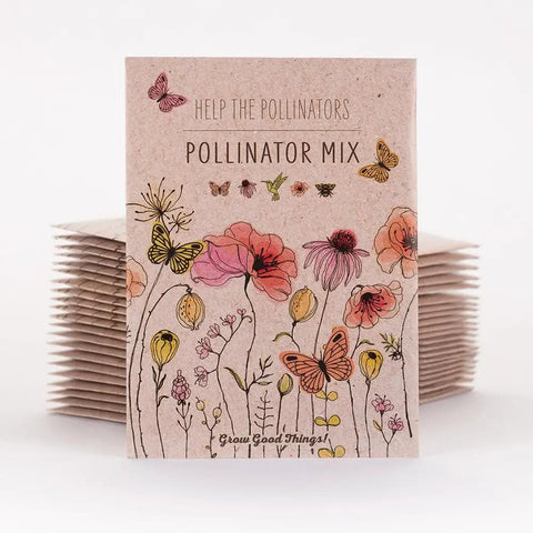 Bentley Pollinator Mix Ready-To-Sow Wildflower Seeds Packets for Butterfly Gardens with floral design on packaging.
